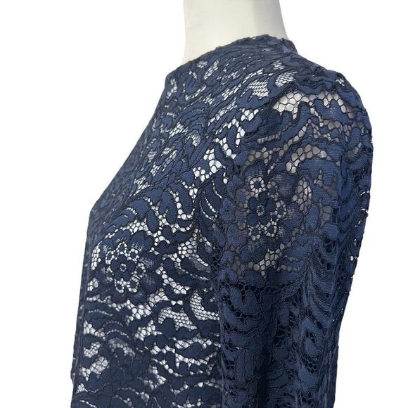 SANDRO PARIS Medium Lace Pinstriped Combo Blouse Long Sleeve Blouse - Picture 5 of 11